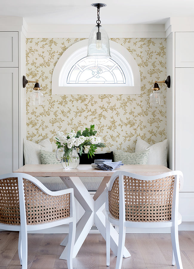 Brewster/York Nightingale Wheat Floral Trail Wallpaper 4072-70061/YK70061