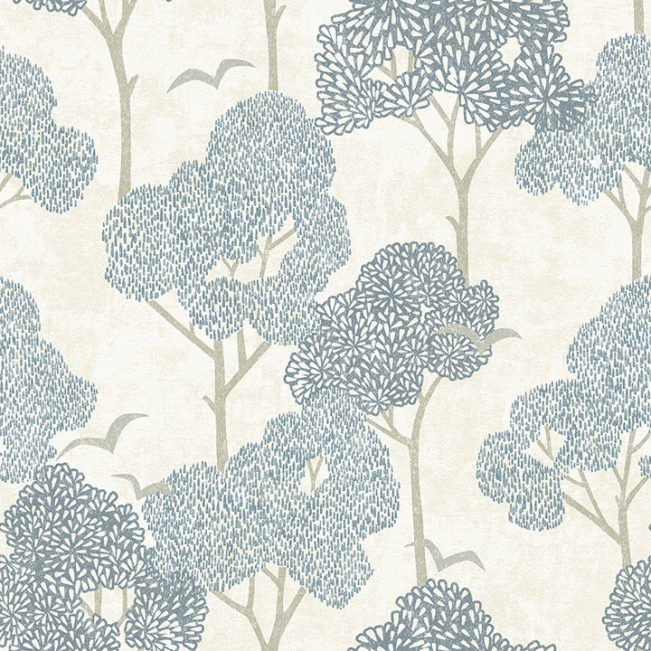 Lykke Blue Textured Tree Wallpaper FD26540