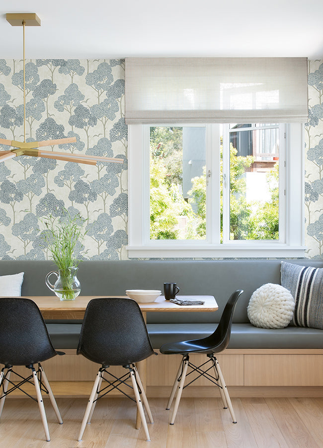 Lykke Blue Textured Tree Wallpaper FD26540