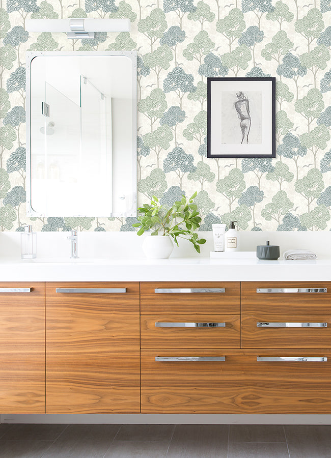 Lykke Green Textured Tree Wallpaper FD26542/ 4066-26542