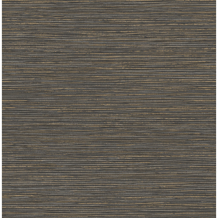 Alton Black Faux Grasscloth Wallpaper DL26716
