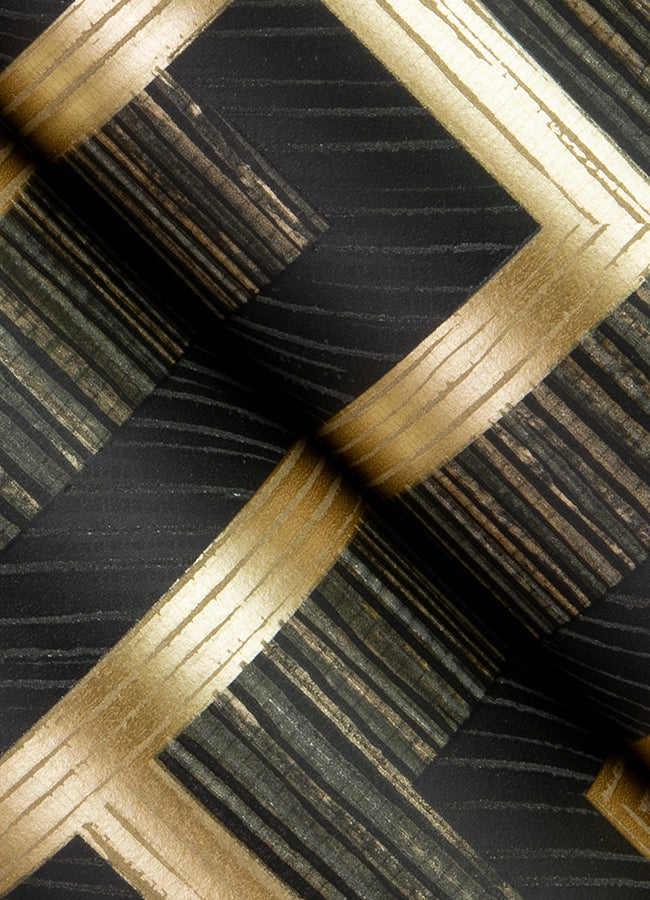 Henley Black Geometric Grasscloth Wallpaper DL26722