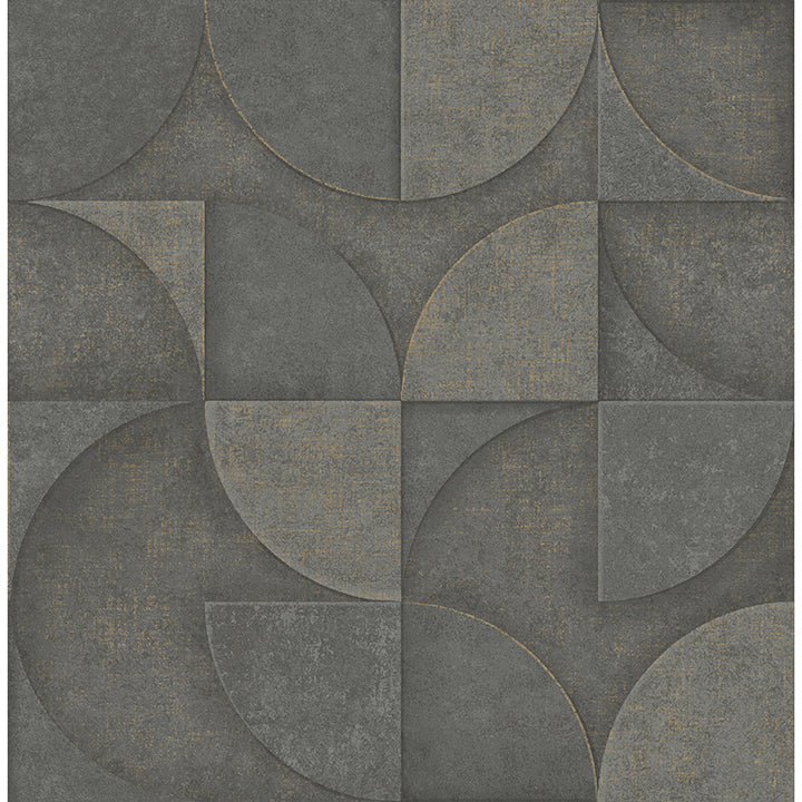 Addison Charcoal Retro Geo Wallpaper DL26750