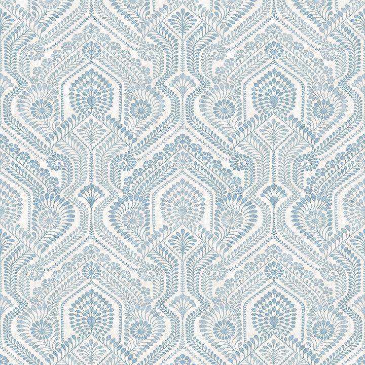 Fernback Blue Ornate Botanical Wallpaper FD26611