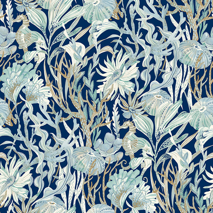 Kelp Garden Navy Tropical Reef Wallpaper YK71001/4071-71001