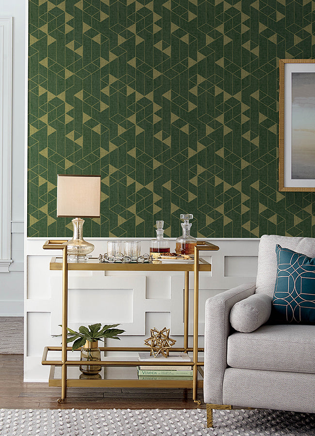 Fairbank Evergreen Linen Geometric Wallpaper by Scott Living FD26774 / 4034-26774
