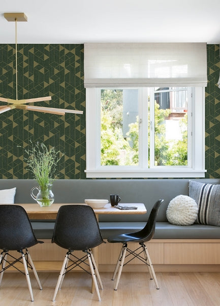 Fairbank Evergreen Linen Geometric Wallpaper by Scott Living FD26774 / 4034-26774