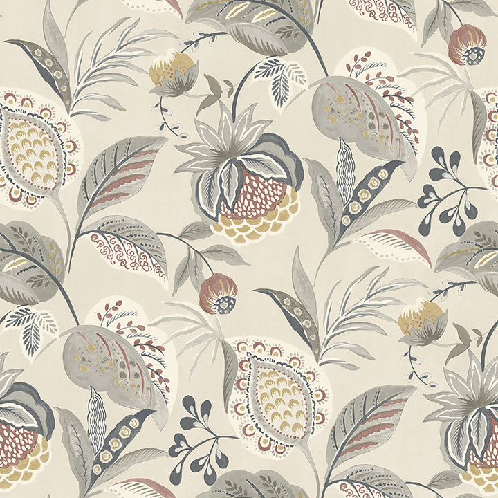 Bohemian Grey Jacobean Wallpaper YK72304
