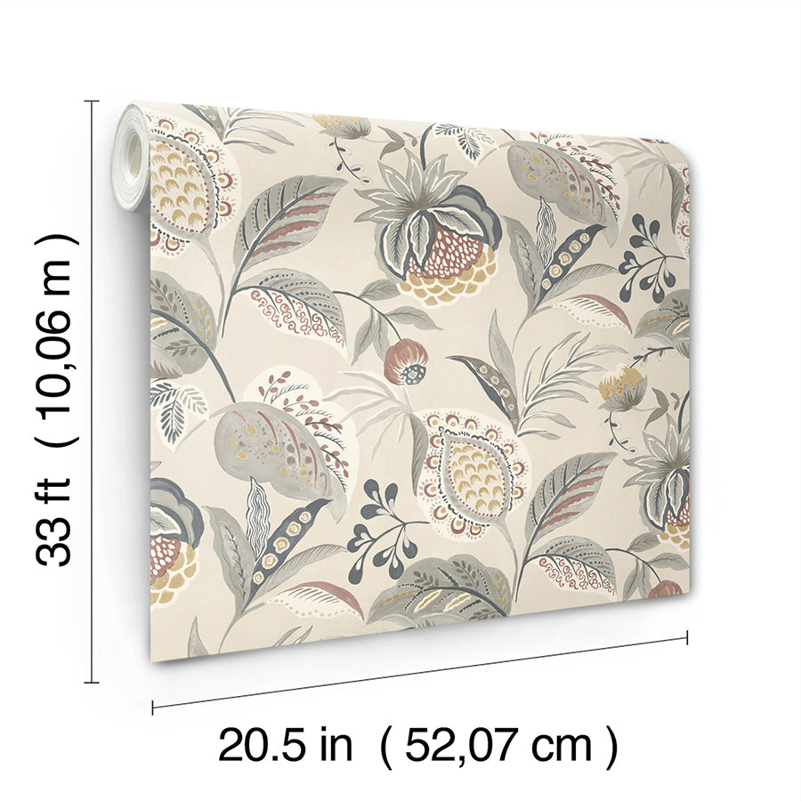 Bohemian Grey Jacobean Wallpaper YK72304