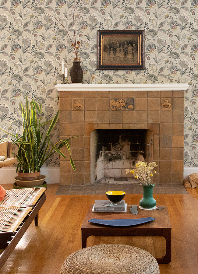 Bohemian Grey Jacobean Wallpaper YK72304