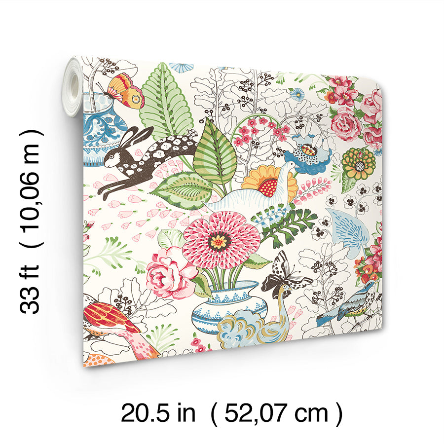 2821-12801 Whimsy Multicolor Fauna Wallpaper SCH12801