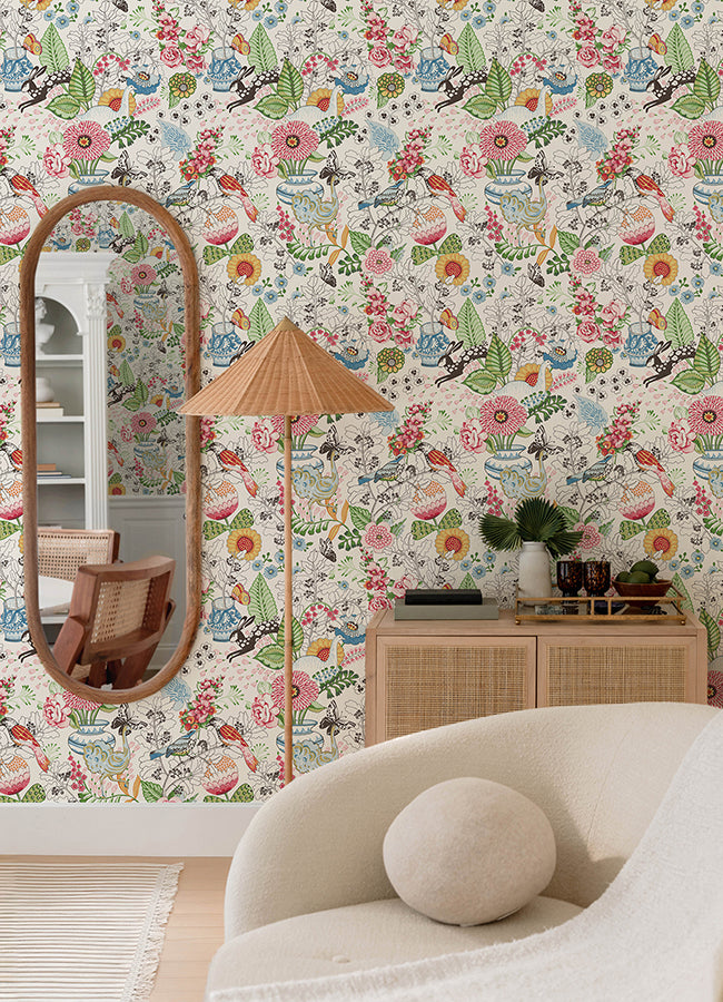 2821-12801 Whimsy Multicolor Fauna Wallpaper SCH12801