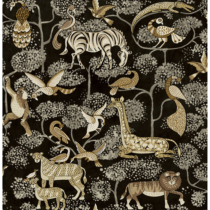 Rigby Black Jungle Animals Wallpaper FD27287/4135-27287