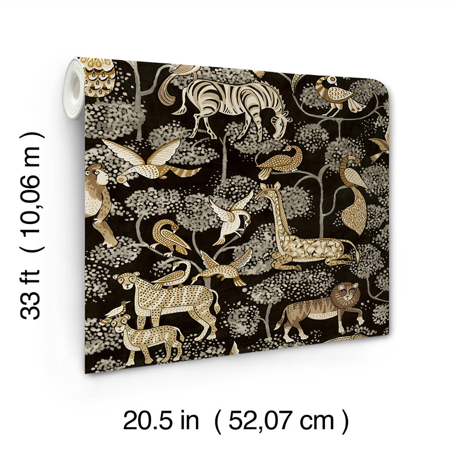 Rigby Black Jungle Animals Wallpaper FD27287/4135-27287
