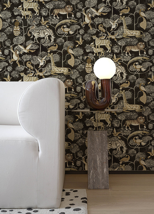 Rigby Black Jungle Animals Wallpaper FD27287/4135-27287