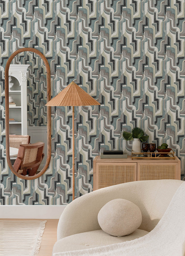 Tulum Denim Surreal Shapes Wallpaper YK72702 /4135-72702