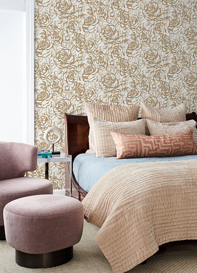 Nelda Gold Rose Wallpaper YK72708
