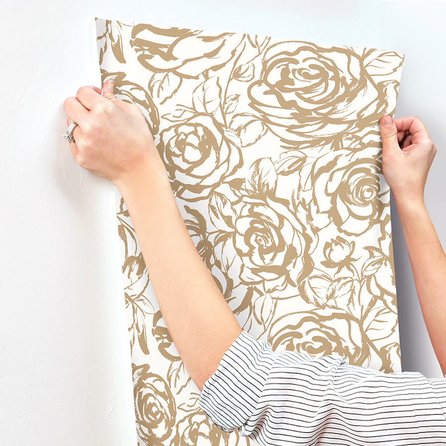 Nelda Gold Rose Wallpaper YK72708