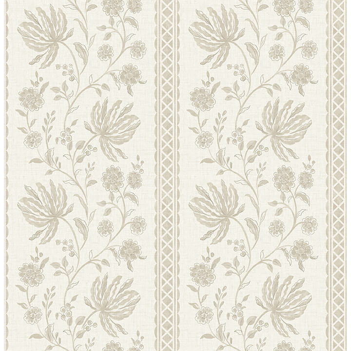 Edgemoor Taupe Jacobean Stripe Wallpaper AST6350