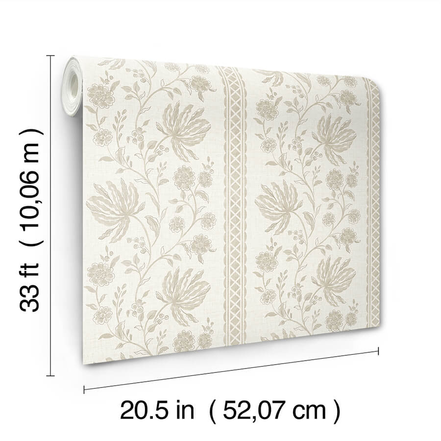 Edgemoor Taupe Jacobean Stripe Wallpaper AST6350