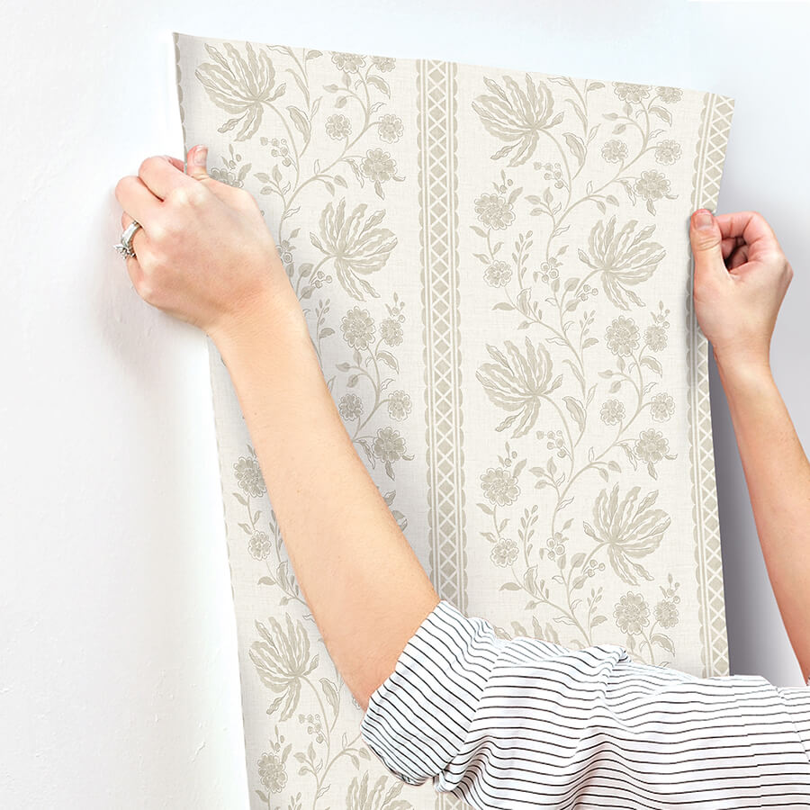 Edgemoor Taupe Jacobean Stripe Wallpaper AST6350