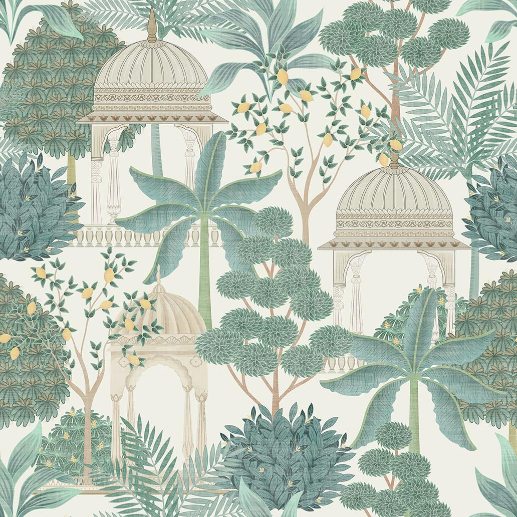 Exotic Pavillion - Parchment and Green 100015EH