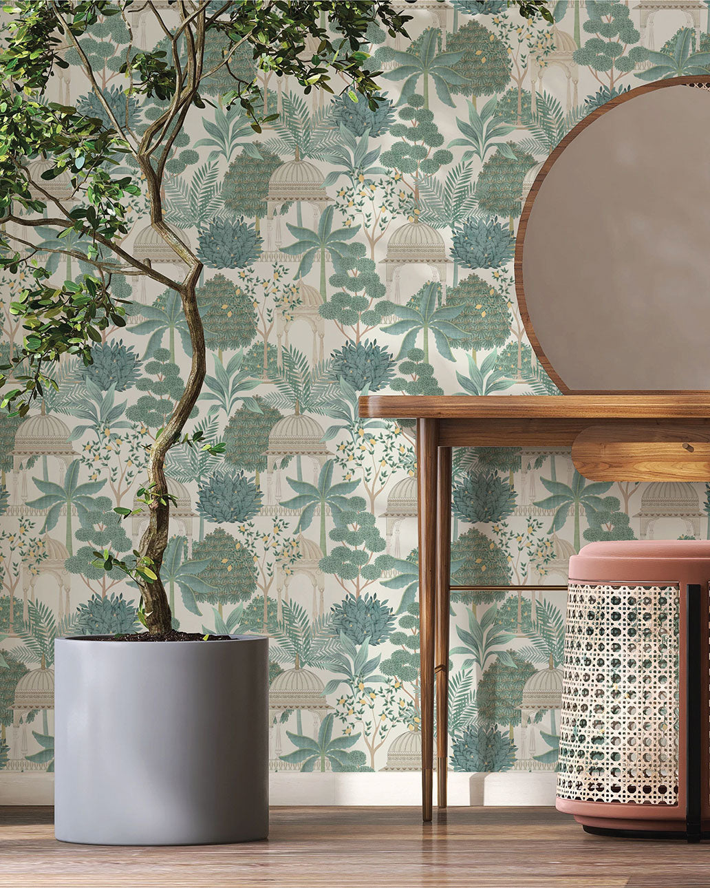 Exotic Pavillion - Parchment and Green 100015EH