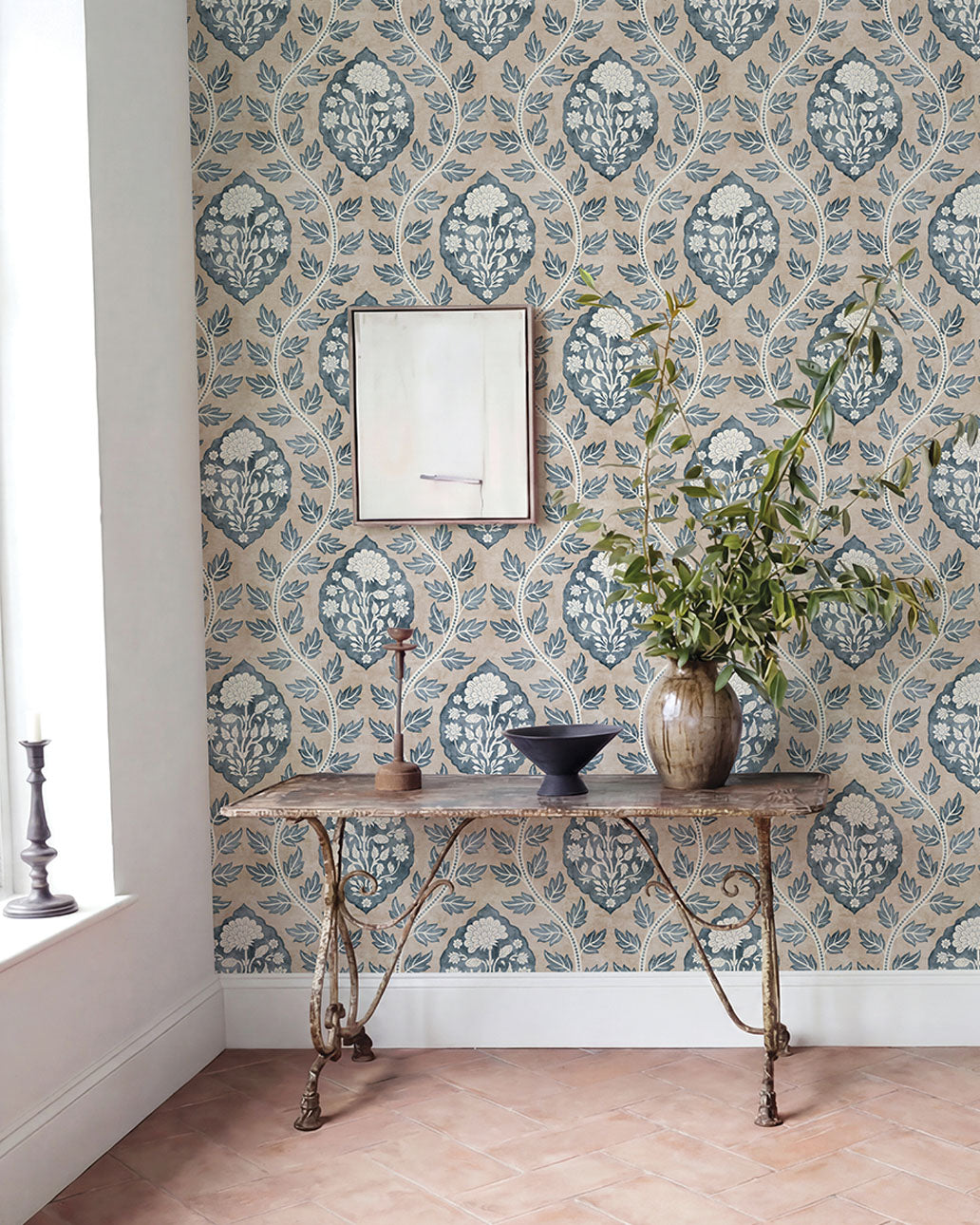 Floral Cartouche - Stone Blue 100020EH