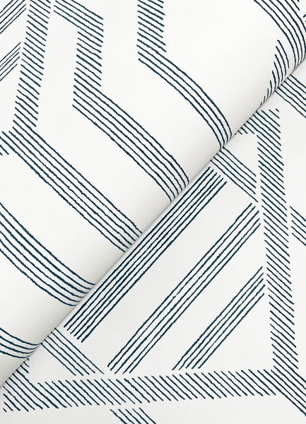 Essex Dark Blue Geometric Wallpaper FD27403