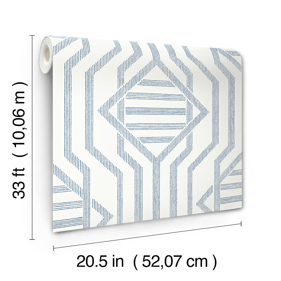 Essex Dark Blue Geometric Wallpaper FD27403