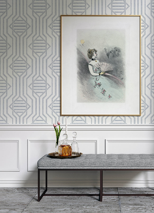 Essex Dark Blue Geometric Wallpaper FD27403