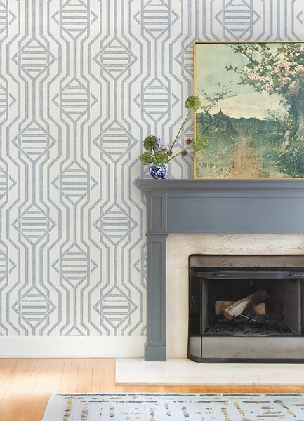 Essex Dark Blue Geometric Wallpaper FD27403