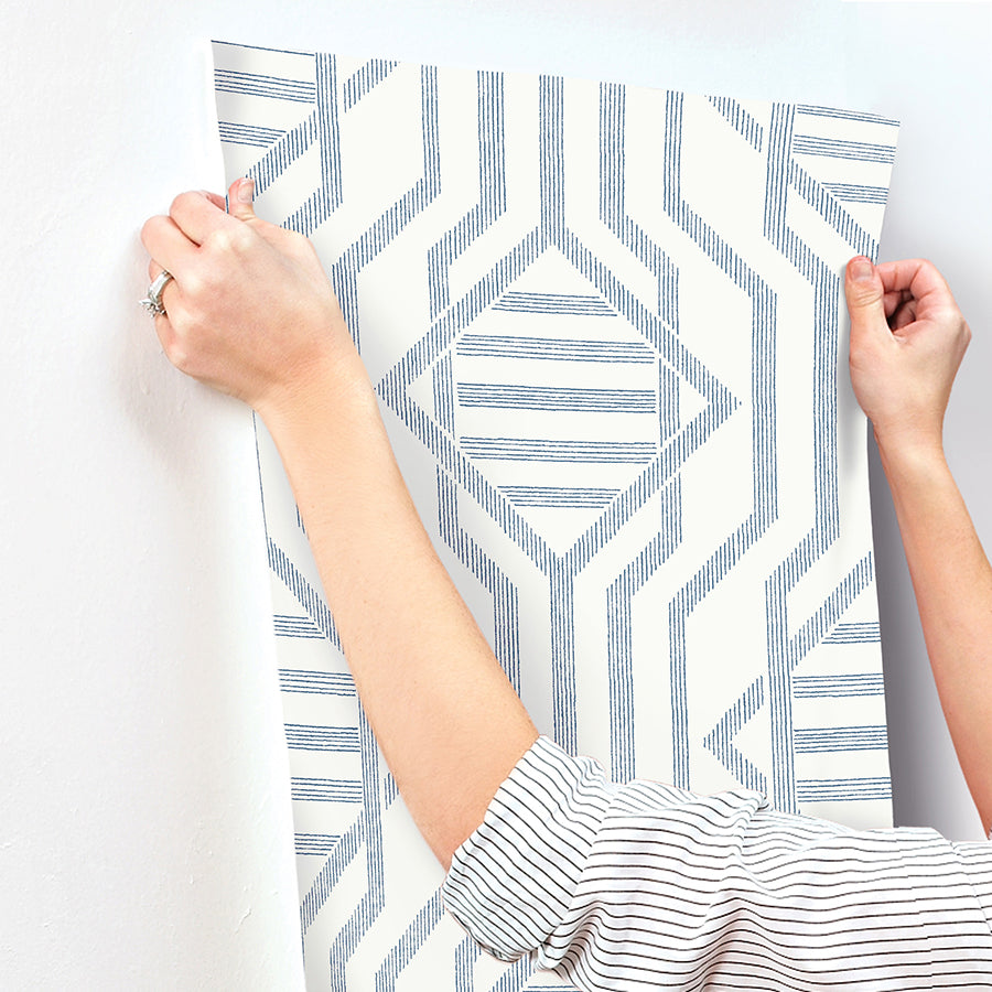 Essex Dark Blue Geometric Wallpaper FD27403