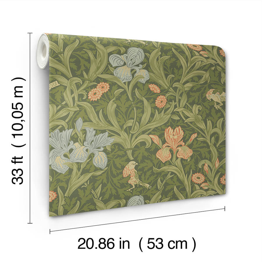 Iris Green Wild Gardens Wallpaper 82050/4171-82050