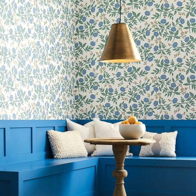 Rifle Paper Peonies Wallpaper- Periwinkle & Sage RI5148