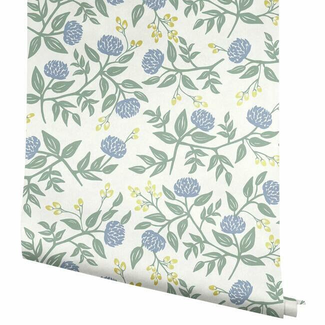 Rifle Paper Peonies Wallpaper- Periwinkle & Sage RI5148