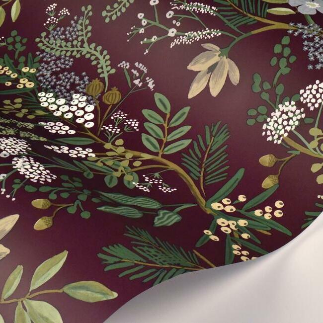 Rifle Paper Co. Juniper Forest Wallpaper- Burgundy RI5164
