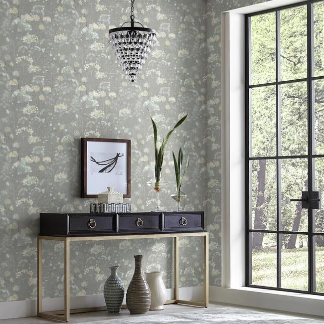Candice Olson's Botanical Fantasy Wallpaper- Grey/Light Blue NA0541