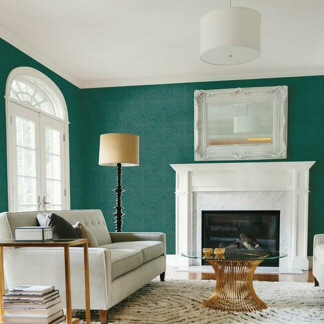 Antonina Vella Deco Cabaret Wallpaper- Peacock/Deep Emerald CA1505