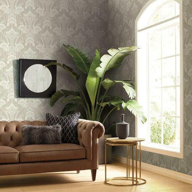 Nouveau Damask Wallpaper- Bone Beige CA1568