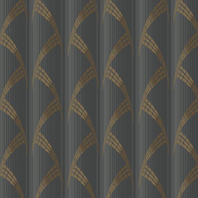 Antonina Vella Deco Metropolis Wallpaper- Black/Gold CA1581