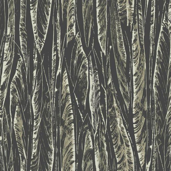 York Native Leaves Wallpaper- Black OG0580
