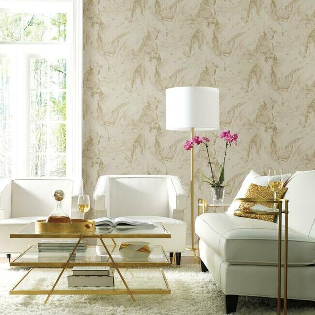 Antonina Vella Natural Opalescence Oil & Marble Wallpaper- Blush/Glint Y6231204