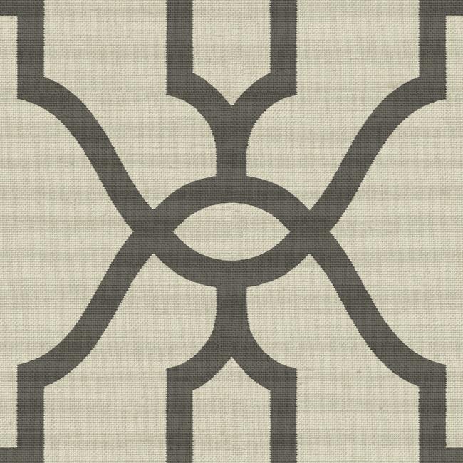 Woven Trellis Wallpaper- Charcoal On Khaki ME1551