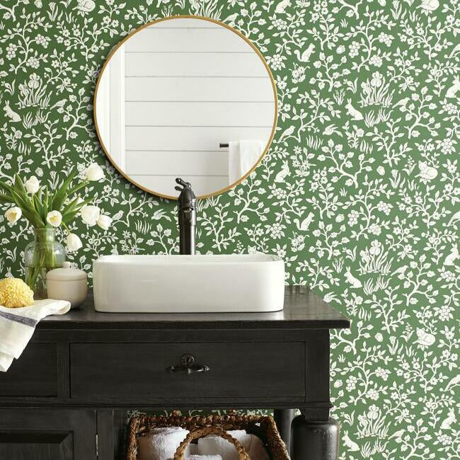 Fox & Hare Wallpaper- Forest Green ME1573