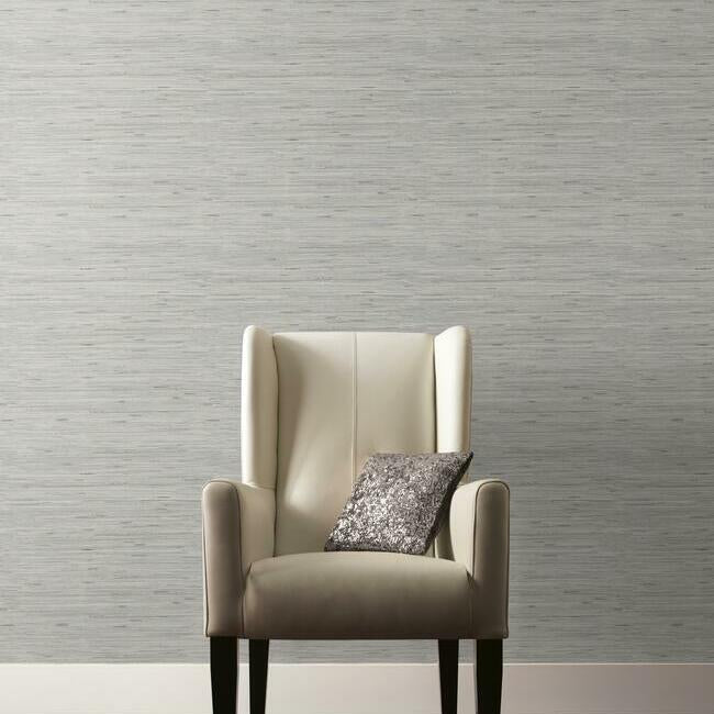 Lustrous Faux Grasscloth Wallpaper- Metallic Silver Y6201602