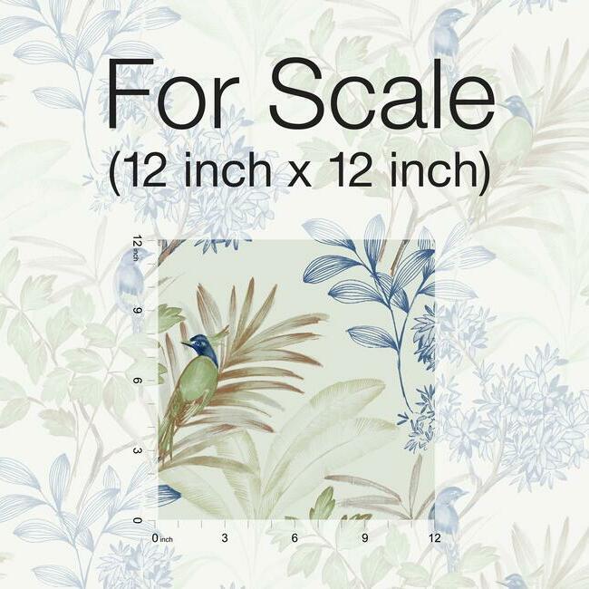 Handpainted Songbird Wallpaper- Green/Blue TL1928