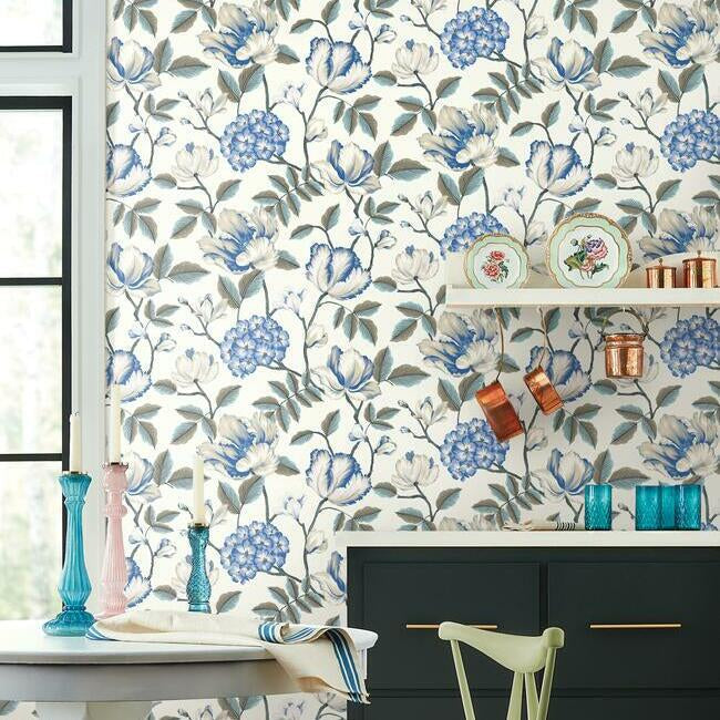 Grandmillennial Morning Garden White York Wallpaper GR5903
