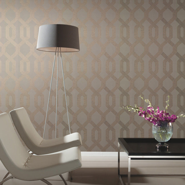 Viva Lounge Wallpaper- Beige/Gold Y6221201