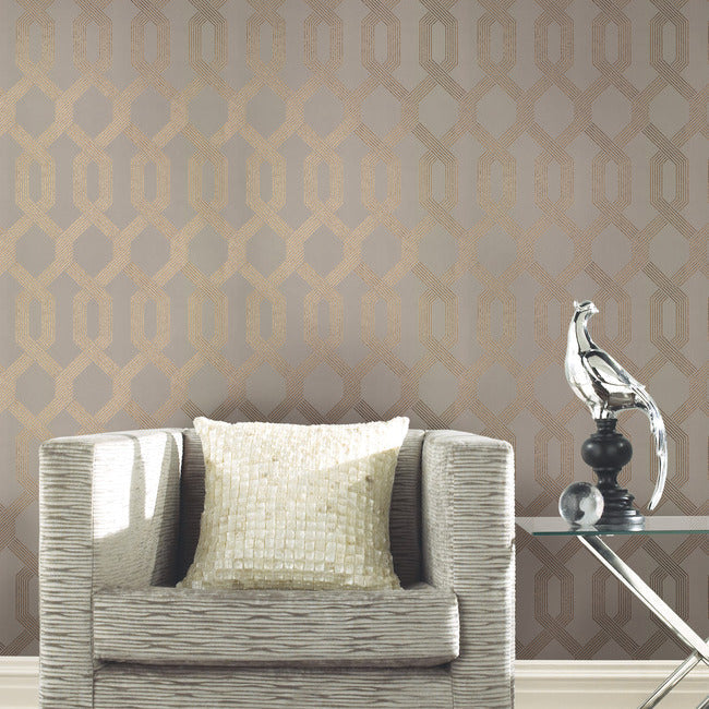 Viva Lounge Wallpaper- Beige/Gold Y6221201